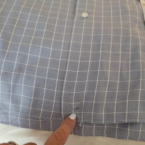 Ermenegildo Zegna Shirt Mens 17 43 Blue White Plaid Regular Fit Business Career - Picture 6 of 16